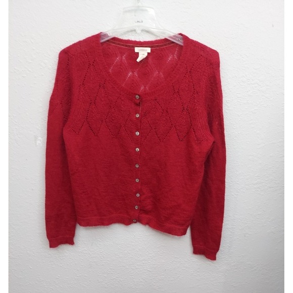 Sundance Sweaters - SUNDANCE Cardigan Sweater Womens XL Burgundy Pink Mohair Blend Long Sleeve Soft